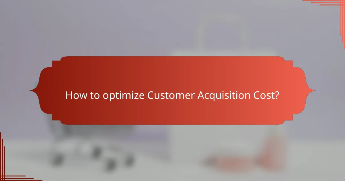 How to optimize Customer Acquisition Cost?