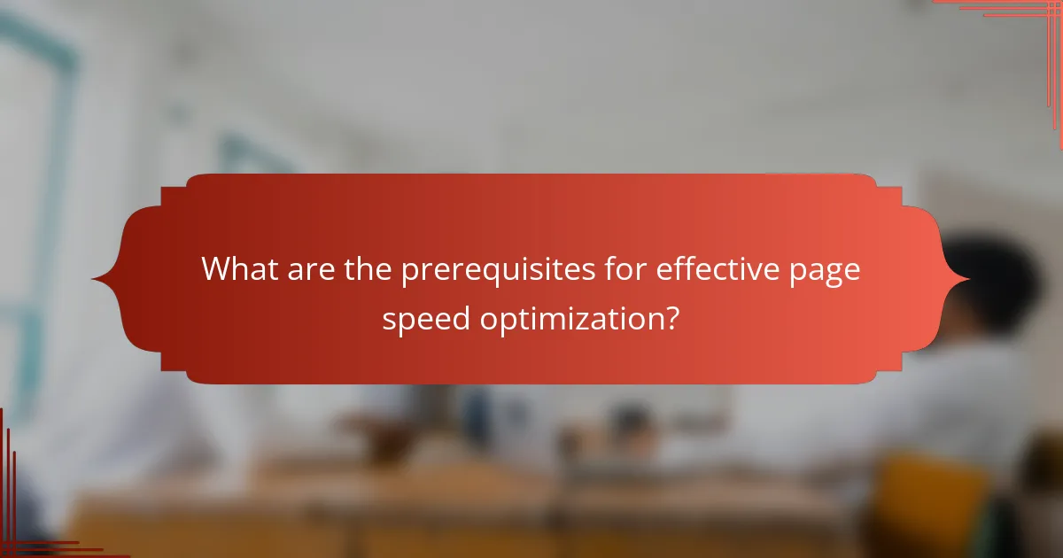 What are the prerequisites for effective page speed optimization?
